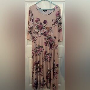 LBiSSE Blush Floral Midi Dress - Pink Floral